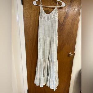 Free People Cream and Tan Checkered Dress